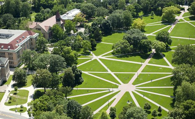 An aerial view of Ohio State's Oval