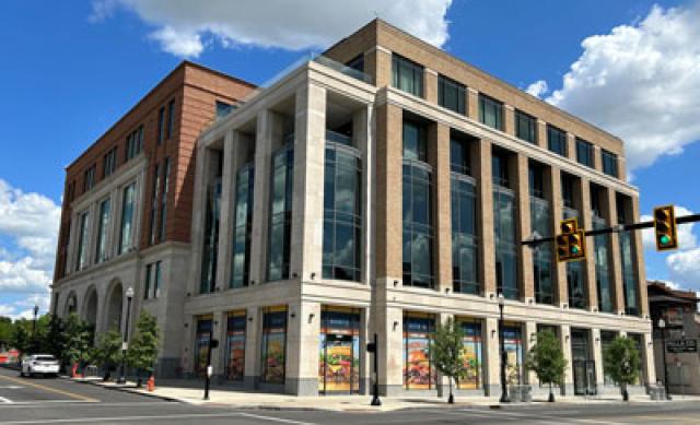 University Square South, as viewed from across High Street, on a sunny day