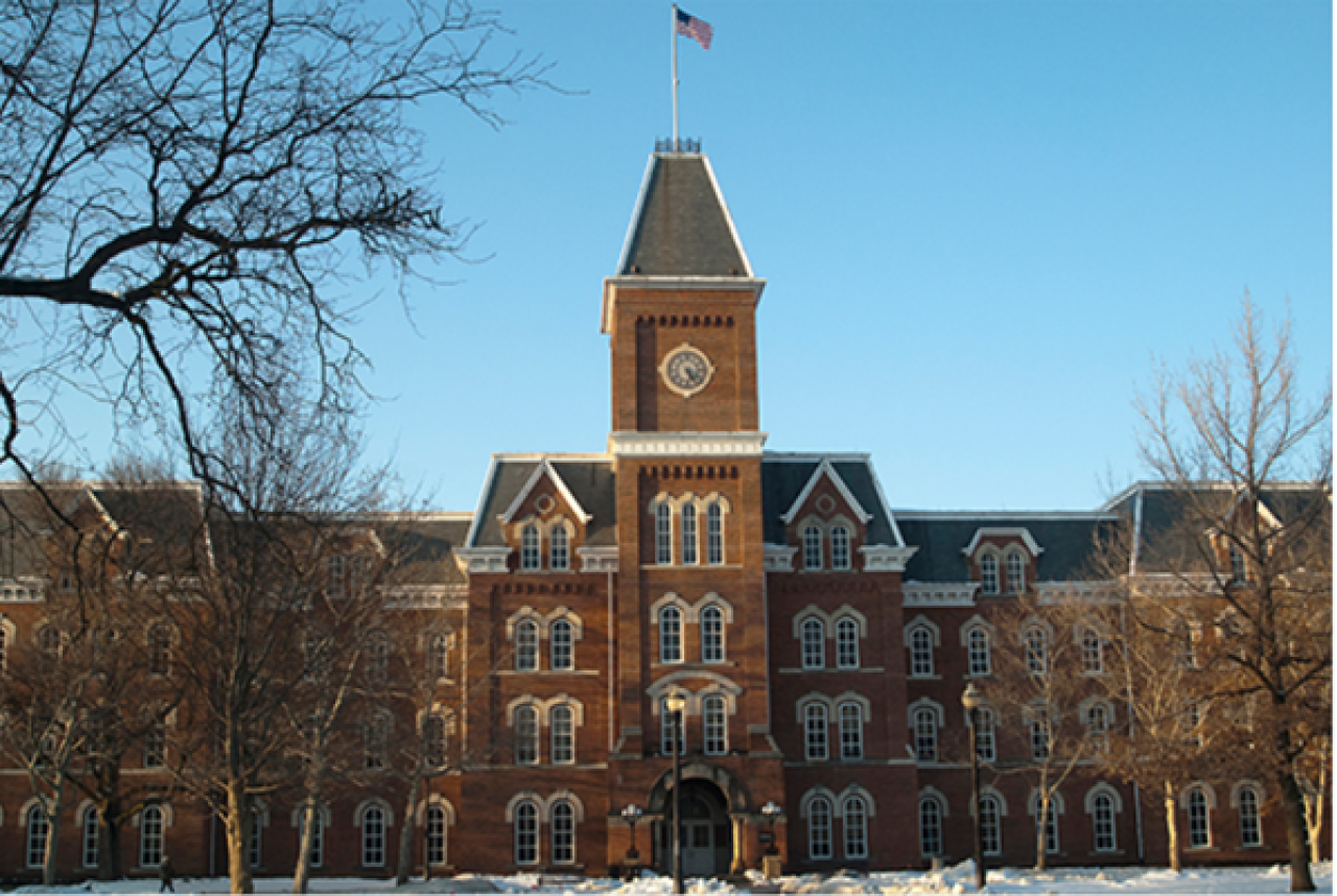 Image of Ohio State's University Hall in winter