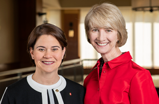 Image of Mrs. Veronica Meinhard and President Kristina M. Johnson