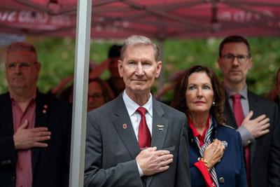 President Carter at the 2024 Rock Ceremony on Ohio State's Oval