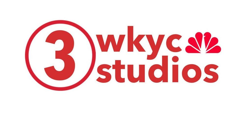 Logo for WKYC Studios. Red text.