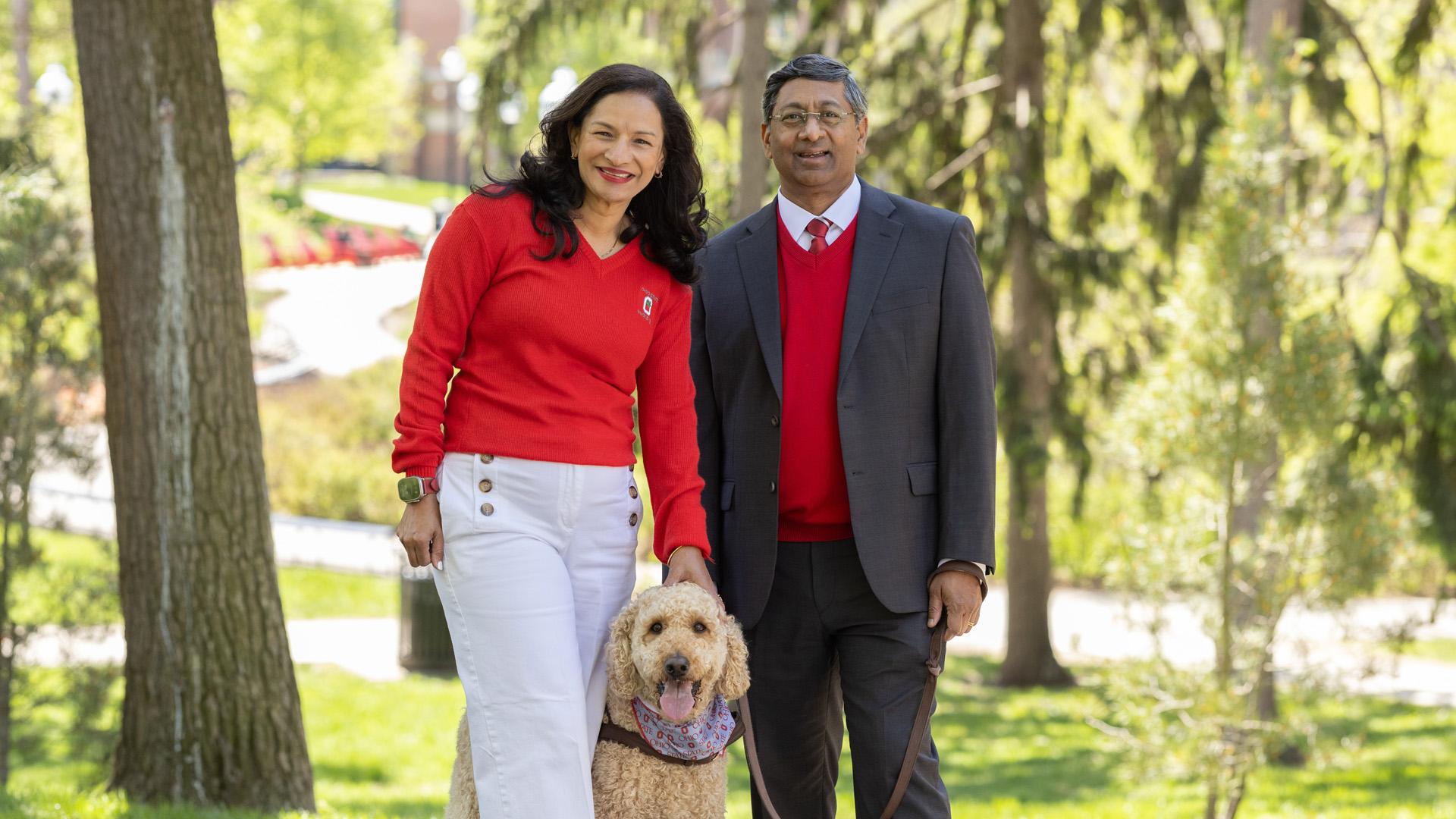 President Bellamkonda with his wife and dog