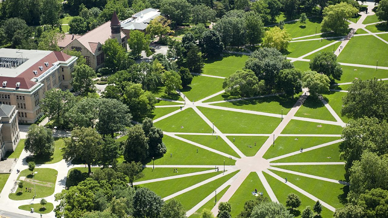 An aerial view of Ohio State's Oval